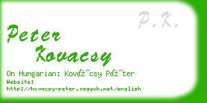 peter kovacsy business card